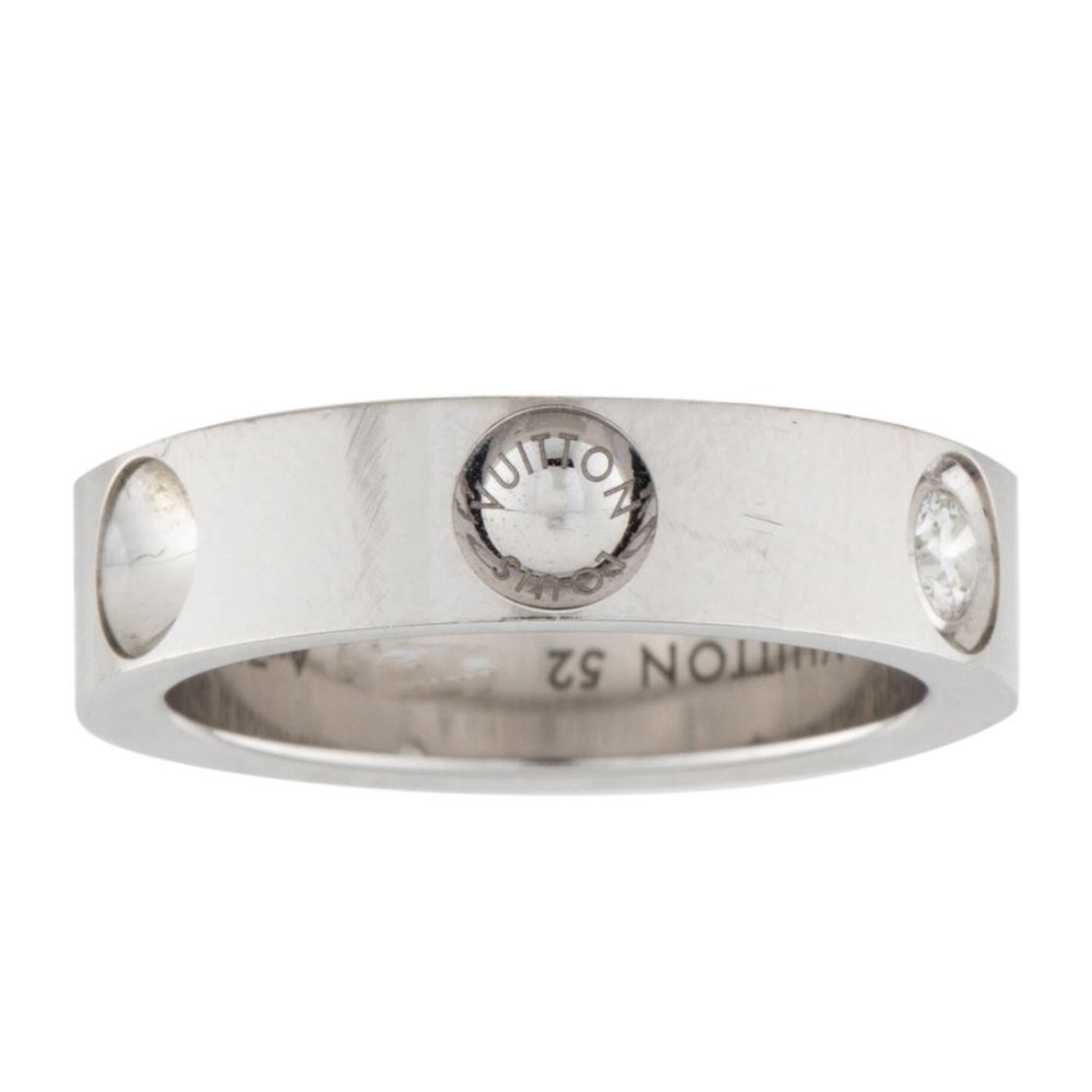LOUIS VUITTON 18K WHITE GOLD & DIAMOND EMPREINTE BAND RING - Picture 5 of 8